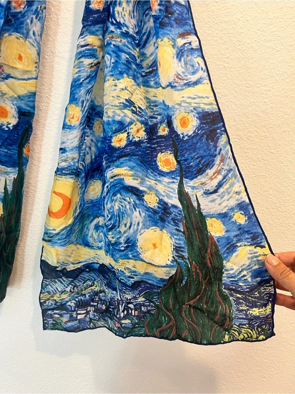 Starry Night Inspired Blue & Yellow Art Scarf